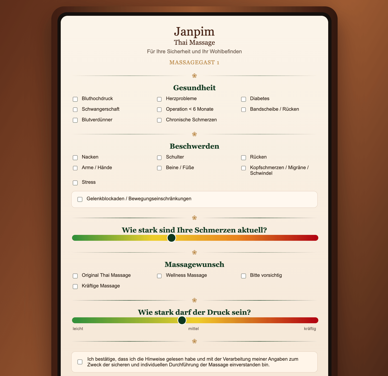 Digitales Anamnese-Formular auf dem Tablet